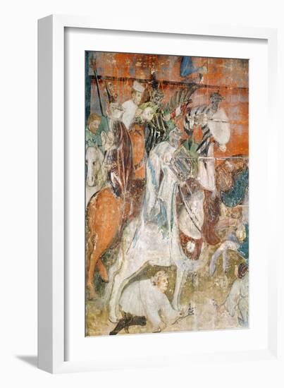The Month of February, Detail of a Knights at a Tournament, C.1400 (Fresco)-Italian School-Framed Giclee Print