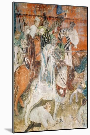 The Month of February, Detail of a Knights at a Tournament, C.1400 (Fresco)-Italian School-Mounted Giclee Print