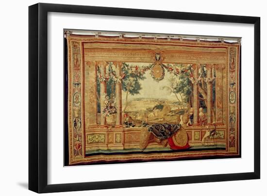 The Month of June/ Chateau of Fontainebleau, from the Series of Tapestries-Charles Le Brun-Framed Giclee Print