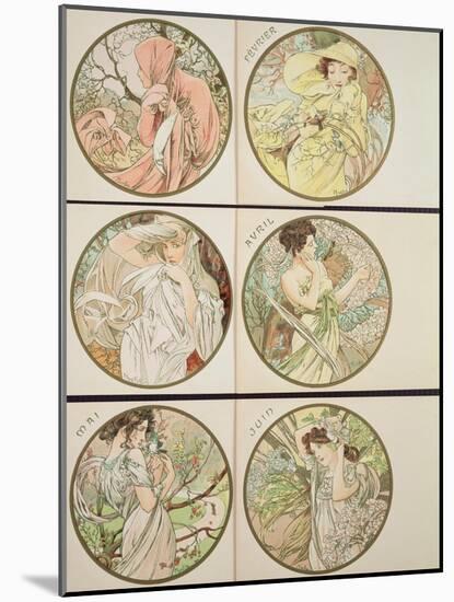 The Months, 1899-Alphonse Mucha-Mounted Giclee Print