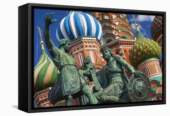 The Monument to Minin and Pozharsky in Front of St Basil's Cathedral in Red Square.-Jon Hicks-Framed Premier Image Canvas