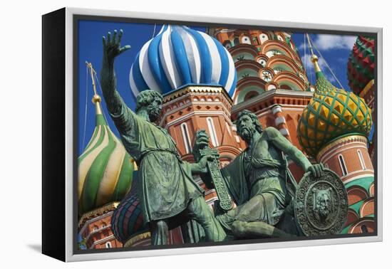 The Monument to Minin and Pozharsky in Front of St Basil's Cathedral in Red Square.-Jon Hicks-Framed Premier Image Canvas