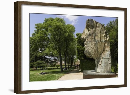 The Monumental Head by Igor Mitora in the Boboli Gardens, Florence, Tuscany, Italy-John Woodworth-Framed Photographic Print