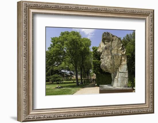 The Monumental Head by Igor Mitora in the Boboli Gardens, Florence, Tuscany, Italy-John Woodworth-Framed Photographic Print