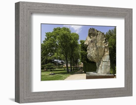 The Monumental Head by Igor Mitora in the Boboli Gardens, Florence, Tuscany, Italy-John Woodworth-Framed Photographic Print