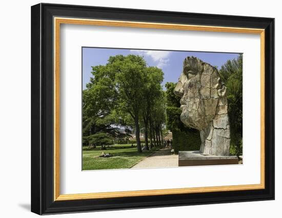 The Monumental Head by Igor Mitora in the Boboli Gardens, Florence, Tuscany, Italy-John Woodworth-Framed Photographic Print