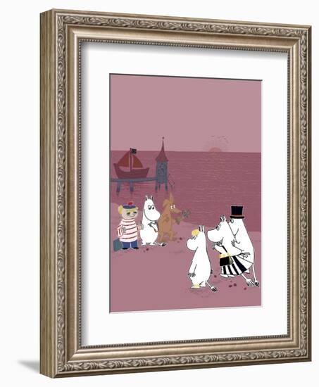 The Moomins Back on Dry Land After Their Treasure Hunt-Tove Jansson-Framed Art Print