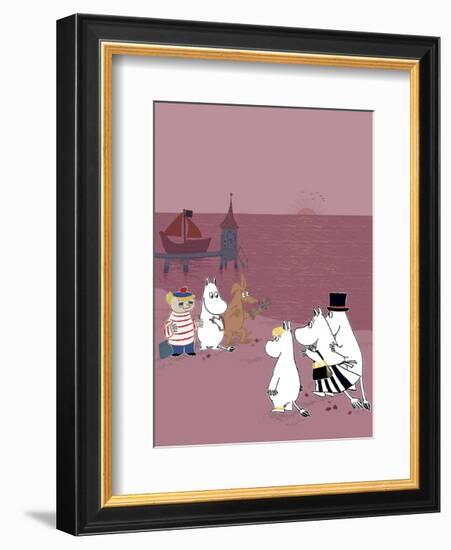 The Moomins Back on Dry Land After Their Treasure Hunt-Tove Jansson-Framed Art Print