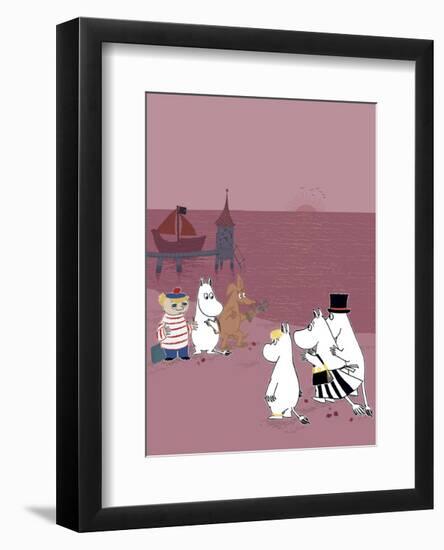 The Moomins Back on Dry Land After Their Treasure Hunt-Tove Jansson-Framed Art Print