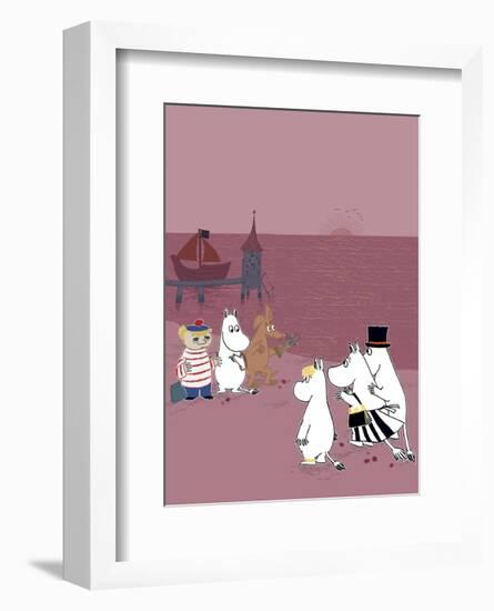 The Moomins Back on Dry Land After Their Treasure Hunt-Tove Jansson-Framed Art Print