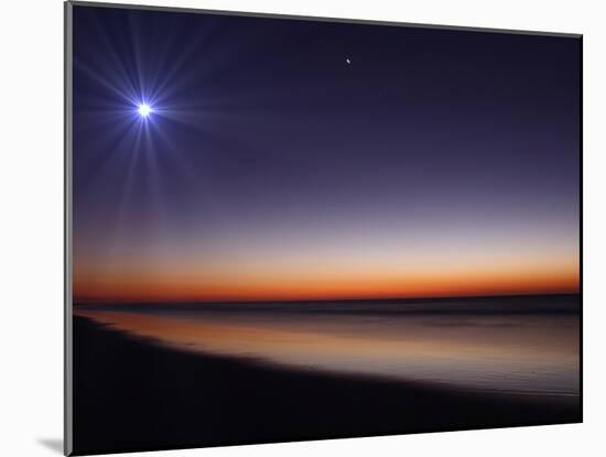 The Moon and Venus at Twilight from the Beach of Pinamar, Argentina-Stocktrek Images-Mounted Photographic Print
