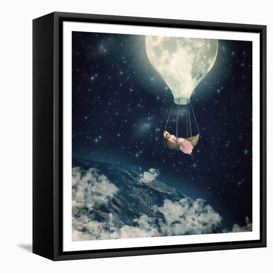The Moon Carries Me Away-Paula Belle Flores-Framed Stretched Canvas