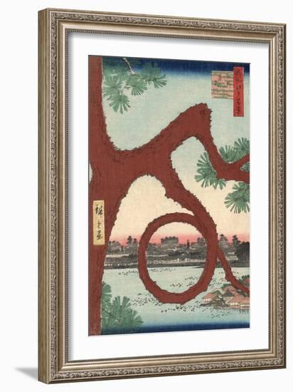 The Moon Pine on the Temple Precincts at Ueno-Ando Hiroshige-Framed Art Print