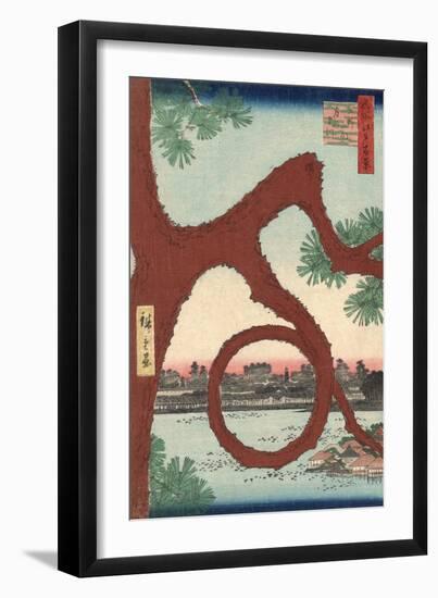 The Moon Pine on the Temple Precincts at Ueno-Ando Hiroshige-Framed Art Print