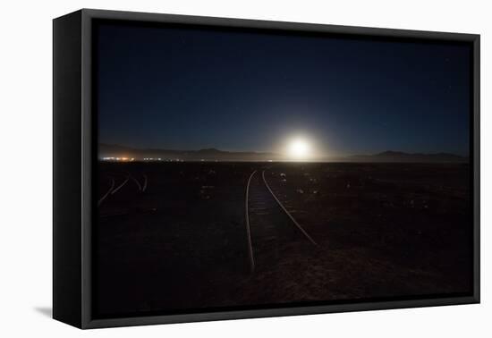 The Moon Rises over a Dead Train Line in Uyuni-Alex Saberi-Framed Premier Image Canvas