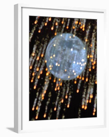 The Moon's Disk Seen During Fireworks Marking the Defender of the Fatherland Day-null-Framed Photographic Print
