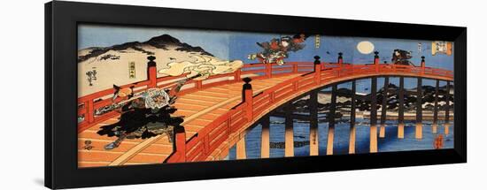 The Moonlight Fight Between Yoshitsune and Benkei on the Gojobashi-Kuniyoshi Utagawa-Framed Giclee Print
