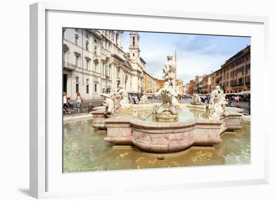 The Moor Fountain (Fontana Del Moro), Piazza Navona, Rome, Latium, Italy-Nico Tondini-Framed Photographic Print