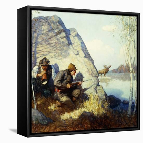 The Moose Call, (Oil on Canvas)-Newell Convers Wyeth-Framed Premier Image Canvas