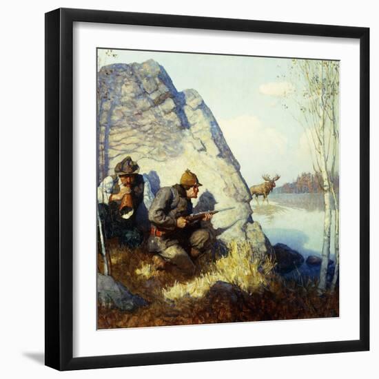 The Moose Call, (Oil on Canvas)-Newell Convers Wyeth-Framed Giclee Print