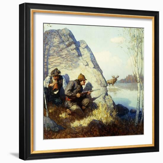 The Moose Call, (Oil on Canvas)-Newell Convers Wyeth-Framed Giclee Print