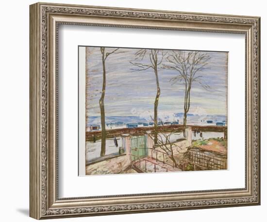 The Moret Railroad Station in Winter (Pastel on Paper)-Alfred Sisley-Framed Giclee Print