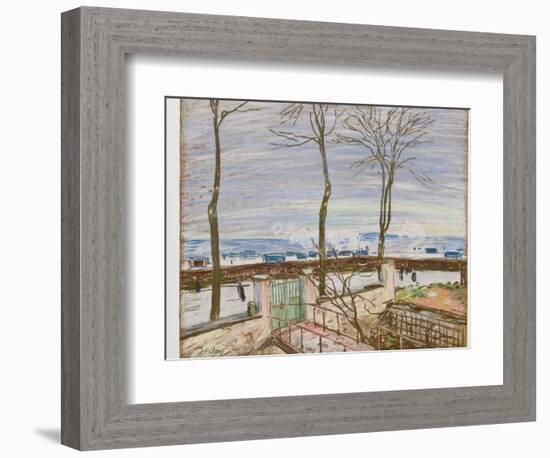 The Moret Railroad Station in Winter (Pastel on Paper)-Alfred Sisley-Framed Giclee Print