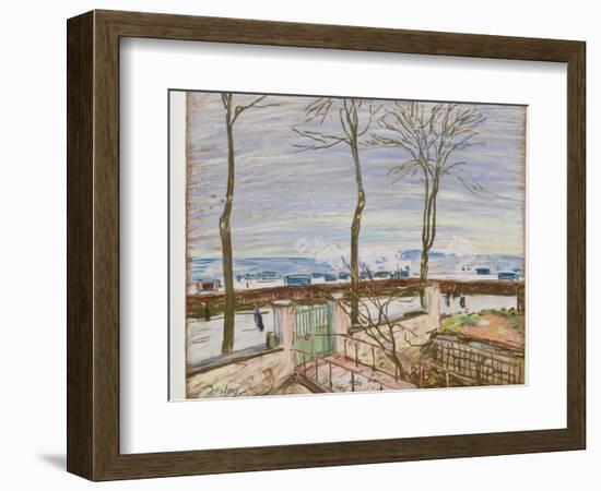 The Moret Railroad Station in Winter (Pastel on Paper)-Alfred Sisley-Framed Giclee Print