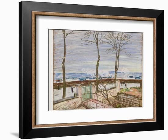 The Moret Railroad Station in Winter (Pastel on Paper)-Alfred Sisley-Framed Giclee Print