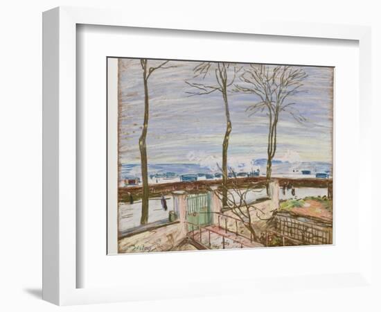 The Moret Railroad Station in Winter (Pastel on Paper)-Alfred Sisley-Framed Giclee Print