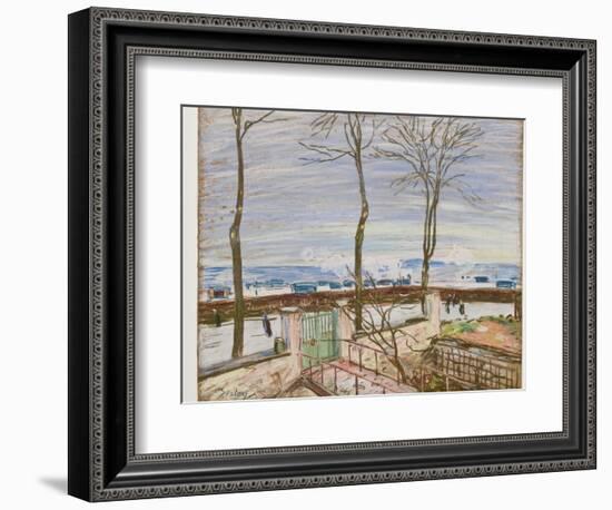 The Moret Railroad Station in Winter (Pastel on Paper)-Alfred Sisley-Framed Giclee Print