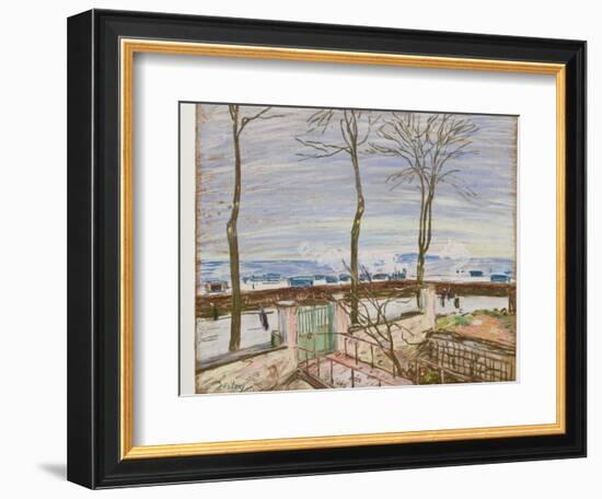 The Moret Railroad Station in Winter (Pastel on Paper)-Alfred Sisley-Framed Giclee Print