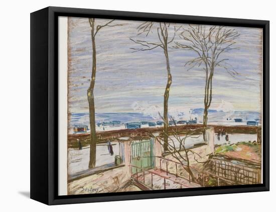 The Moret Railroad Station in Winter (Pastel on Paper)-Alfred Sisley-Framed Premier Image Canvas