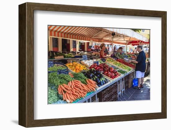 The Morning Fruit and Vegetable Market in Cours Saleya-Amanda Hall-Framed Photographic Print