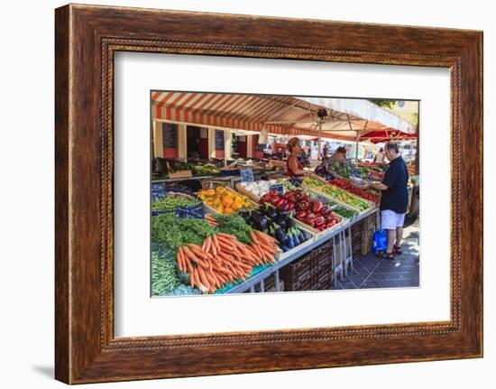 The Morning Fruit and Vegetable Market in Cours Saleya-Amanda Hall-Framed Photographic Print