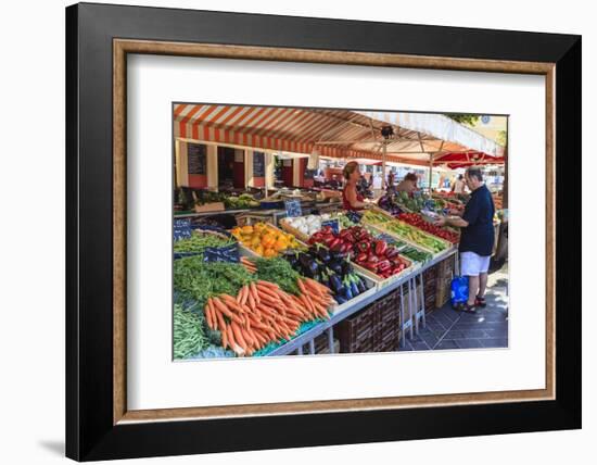 The Morning Fruit and Vegetable Market in Cours Saleya-Amanda Hall-Framed Photographic Print