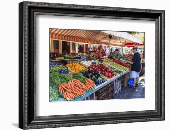The Morning Fruit and Vegetable Market in Cours Saleya-Amanda Hall-Framed Photographic Print