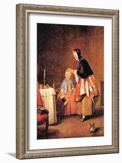 The Morning Toilet-Jean-Baptiste Simeon Chardin-Framed Art Print