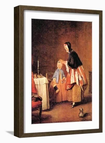 The Morning Toilet-Jean-Baptiste Simeon Chardin-Framed Art Print