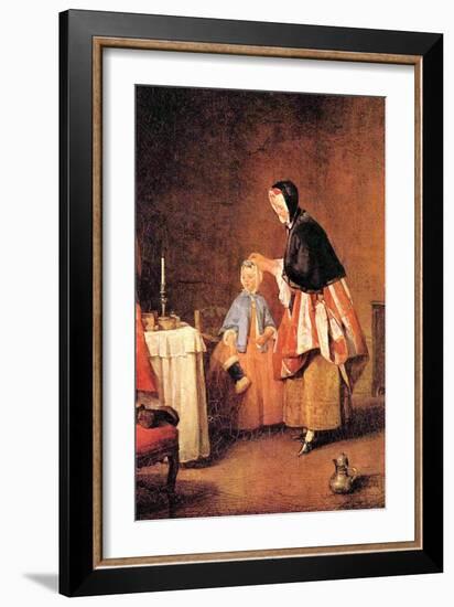 The Morning Toilet-Jean-Baptiste Simeon Chardin-Framed Art Print