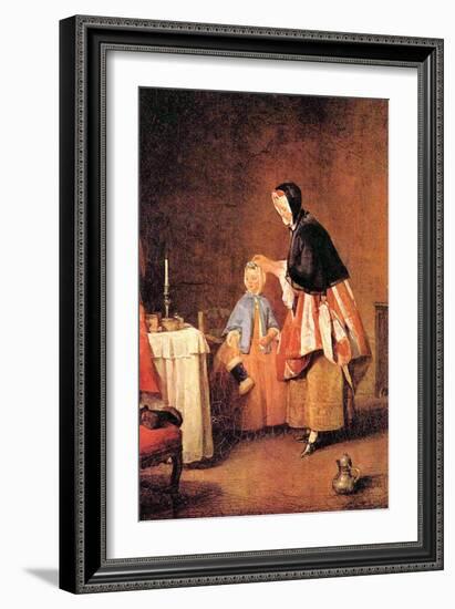 The Morning Toilet-Jean-Baptiste Simeon Chardin-Framed Art Print