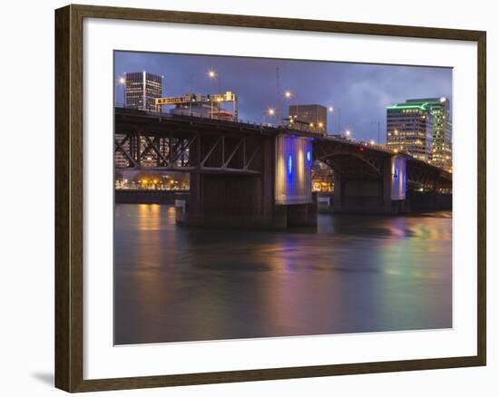 The Morrison Bridge over the Willamette River, Portland, Oregon, USA-William Sutton-Framed Photographic Print