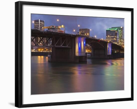 The Morrison Bridge over the Willamette River, Portland, Oregon, USA-William Sutton-Framed Photographic Print