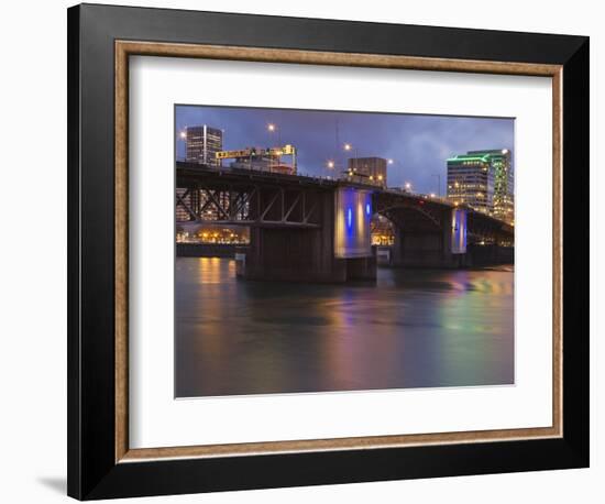 The Morrison Bridge over the Willamette River, Portland, Oregon, USA-William Sutton-Framed Photographic Print