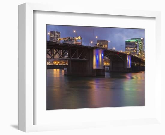 The Morrison Bridge over the Willamette River, Portland, Oregon, USA-William Sutton-Framed Photographic Print