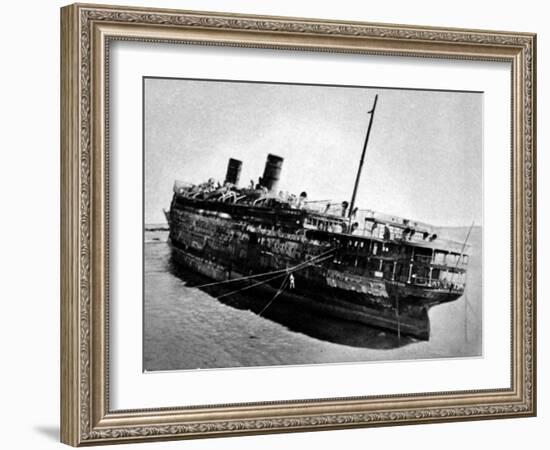 The Morro Castle the Burnt Out Vessel, Run Ashore at Asbury-null-Framed Photographic Print