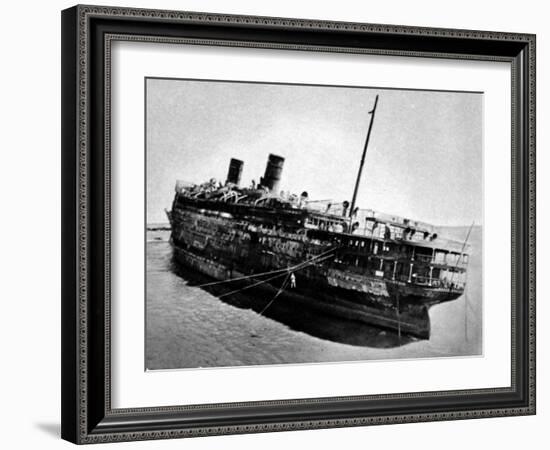 The Morro Castle the Burnt Out Vessel, Run Ashore at Asbury-null-Framed Photographic Print