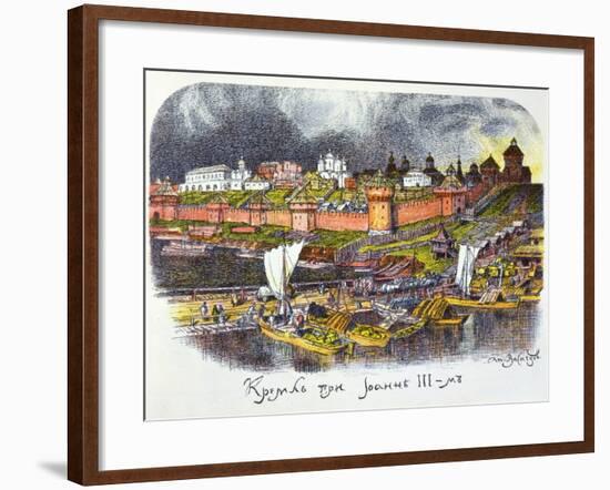 The Moscow Kremlin at the Time of Tsar Ivan III the Great, 1921-Apollinary Vasnetsov-Framed Giclee Print