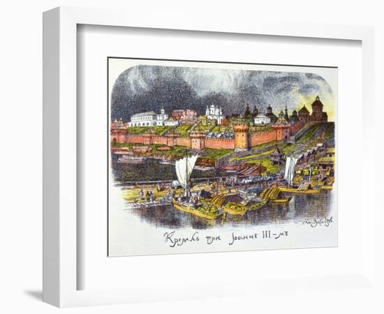 The Moscow Kremlin at the Time of Tsar Ivan III the Great, 1921-Apollinary Vasnetsov-Framed Giclee Print