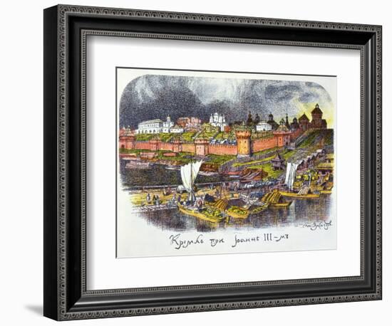 The Moscow Kremlin at the Time of Tsar Ivan III the Great, 1921-Apollinary Vasnetsov-Framed Giclee Print